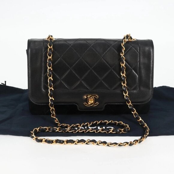 CHANEL Matelasse Chain Shoulder Bag Lamb Skin Black Gold CC Auth kk453A - Picture 14 of 16